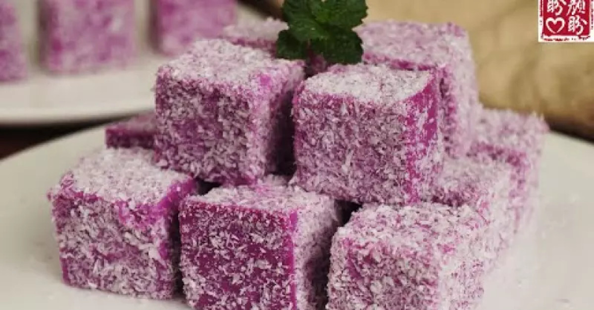 低脂美味的紫薯椰蓉小方，軟糯香甜，入口即化，做法非常簡單！